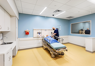Simulation Patient room within East Tennessee Children's Hospital (ETCH) Simulation Center.