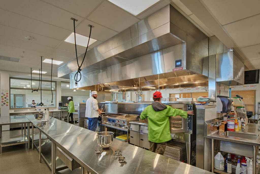 A photo of the culinary arts lab and cafe at Morse High School and Bath Regional Technical and Career Center