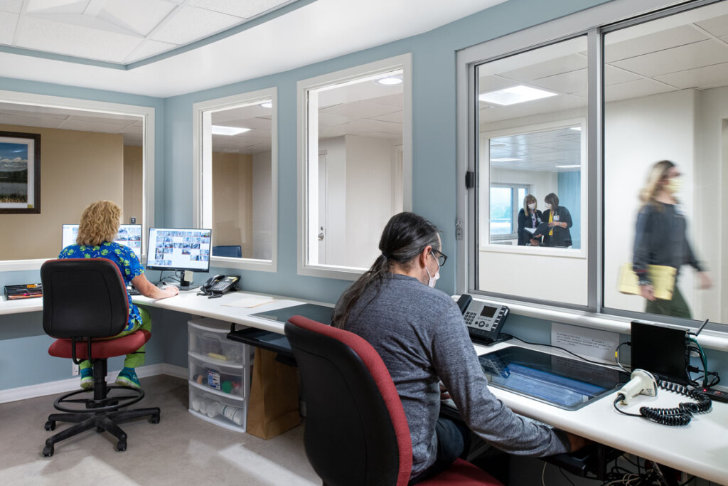 Inside nurse station at RRMC Adult inpatient unit