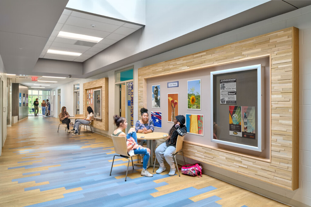 Corridor for arts classes in Lewiston High School